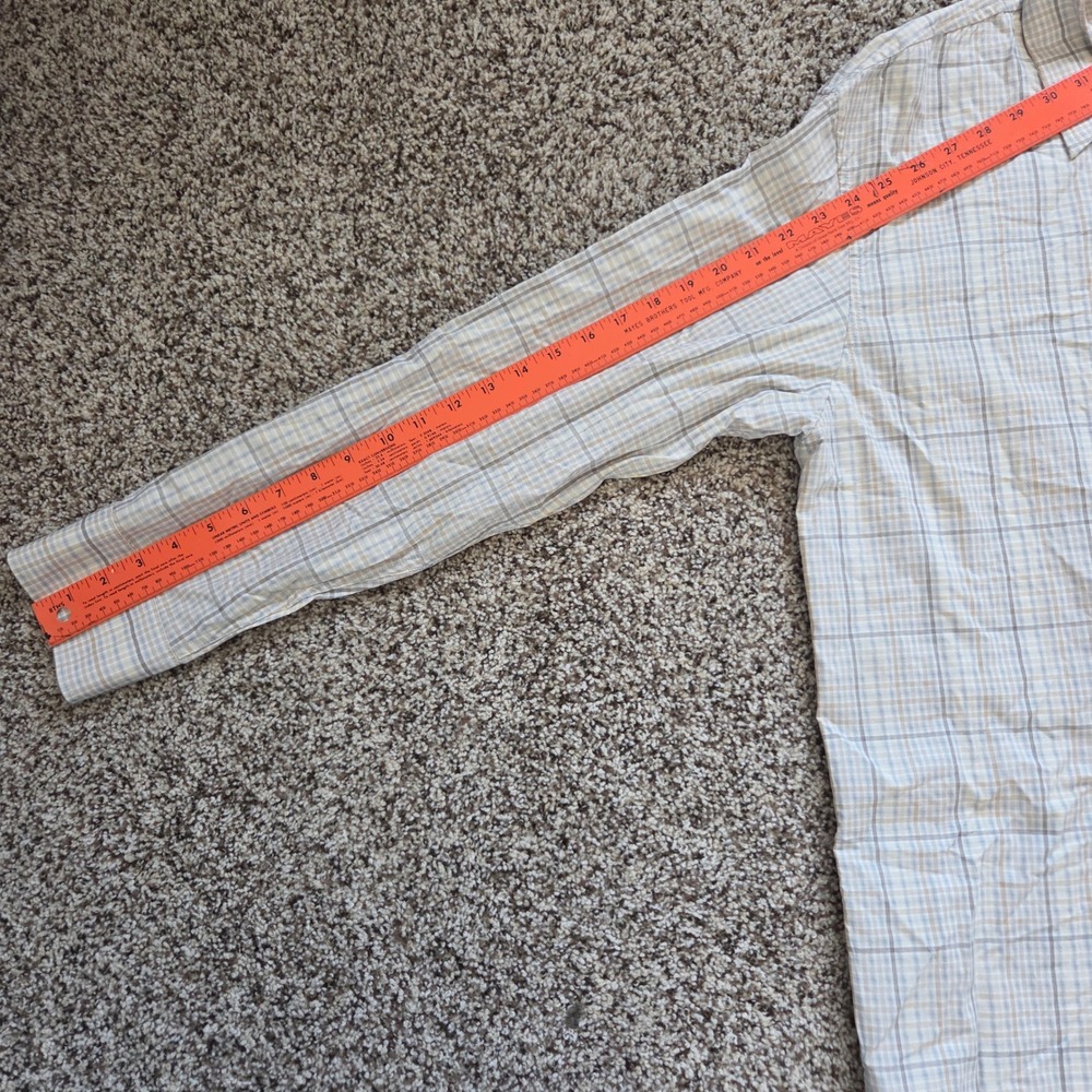 IZOD Luxury Sport Mens Large Plaid Button Down Shirt 80s 2-Ply Cotton Tan NWT - Picture 5 of 6